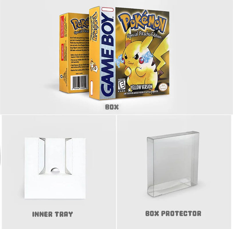 Battery save Cart Pokemon Crystal Gold Blue Green Red Silver Yellow Inner Tray Option Game Cartridge Manual in Box for GBC