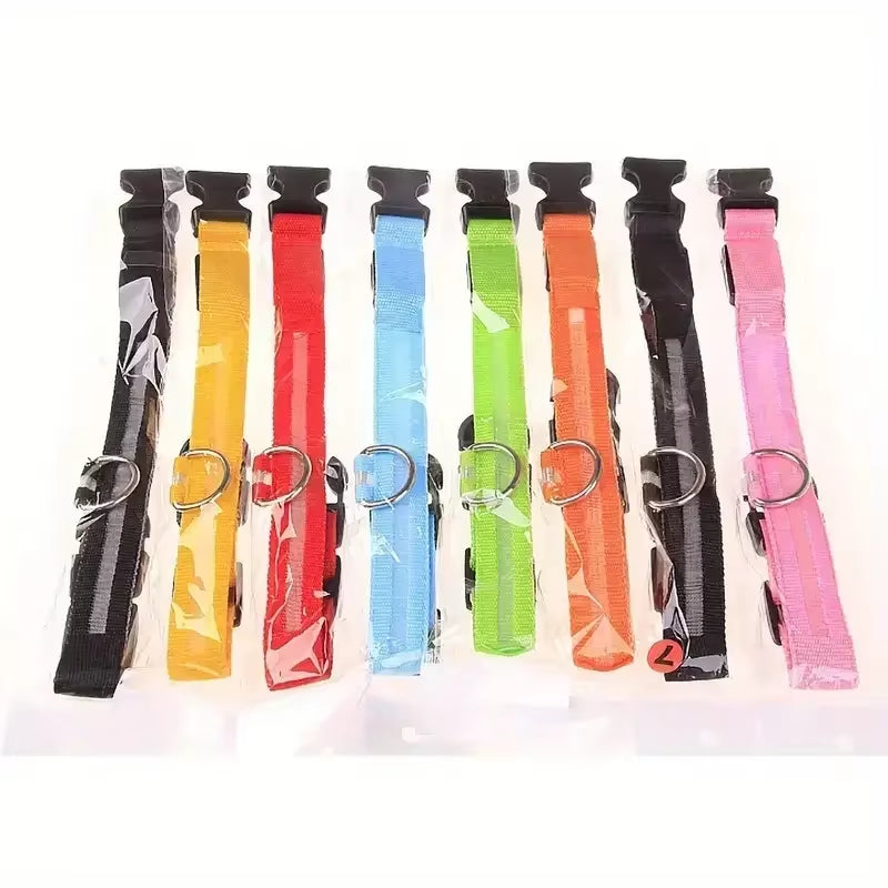 Light up LED Dog Collar Safety Night Walking Flashing Glow in the Dark LED Pet Dog Battery Collar Small Medium Large Dog