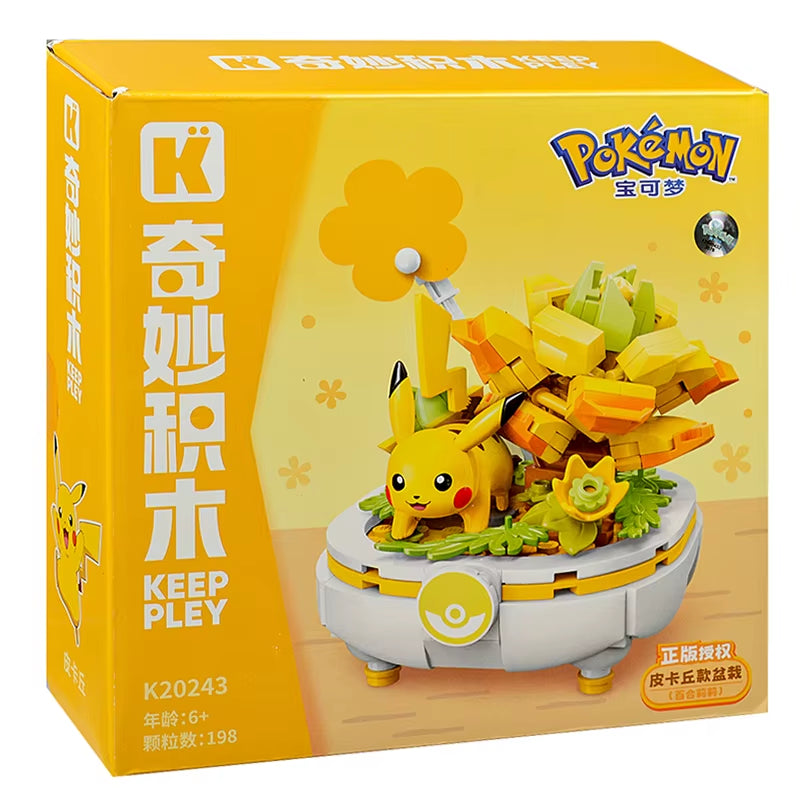 New Original Pokemon Anime Figure Model Pikachu Sylveon Togepi Building Block Toys Home Decoration Plant Potted Flower Brick Toy