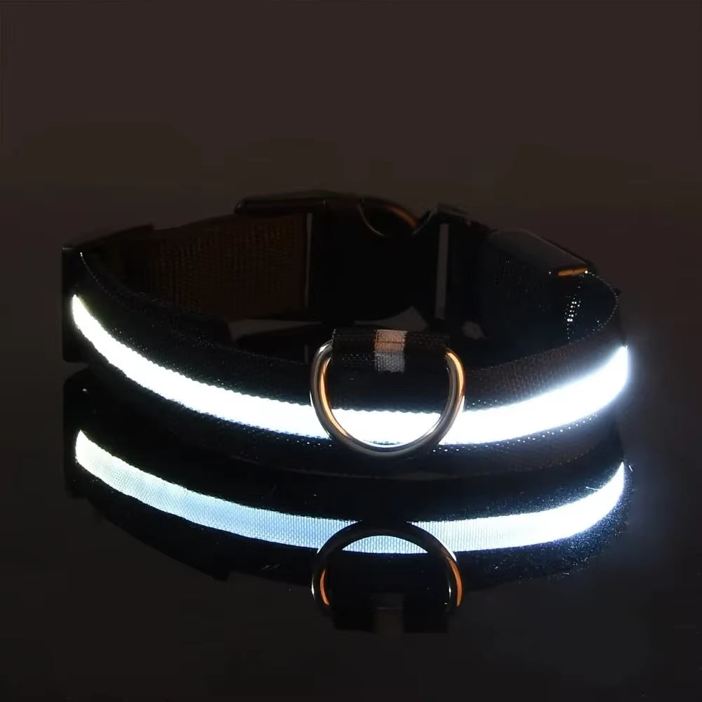 Light up LED Dog Collar Safety Night Walking Flashing Glow in the Dark LED Pet Dog Battery Collar Small Medium Large Dog