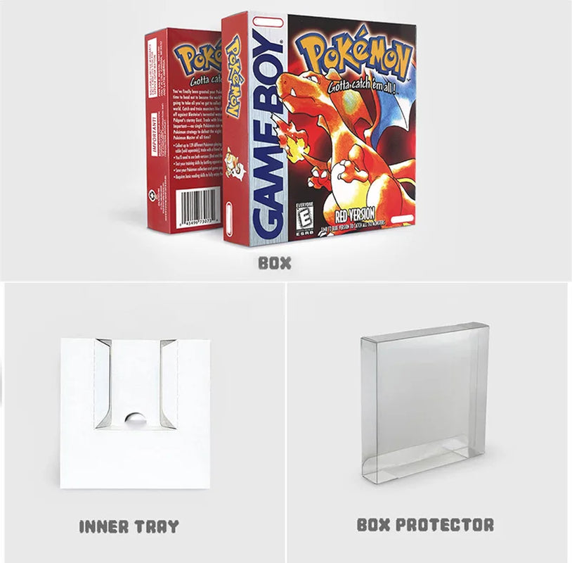 Battery save Cart Pokemon Crystal Gold Blue Green Red Silver Yellow Inner Tray Option Game Cartridge Manual in Box for GBC