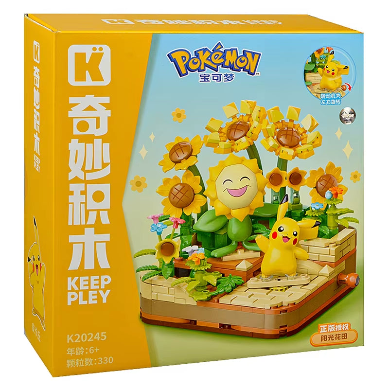 New Original Pokemon Anime Figure Model Pikachu Sylveon Togepi Building Block Toys Home Decoration Plant Potted Flower Brick Toy
