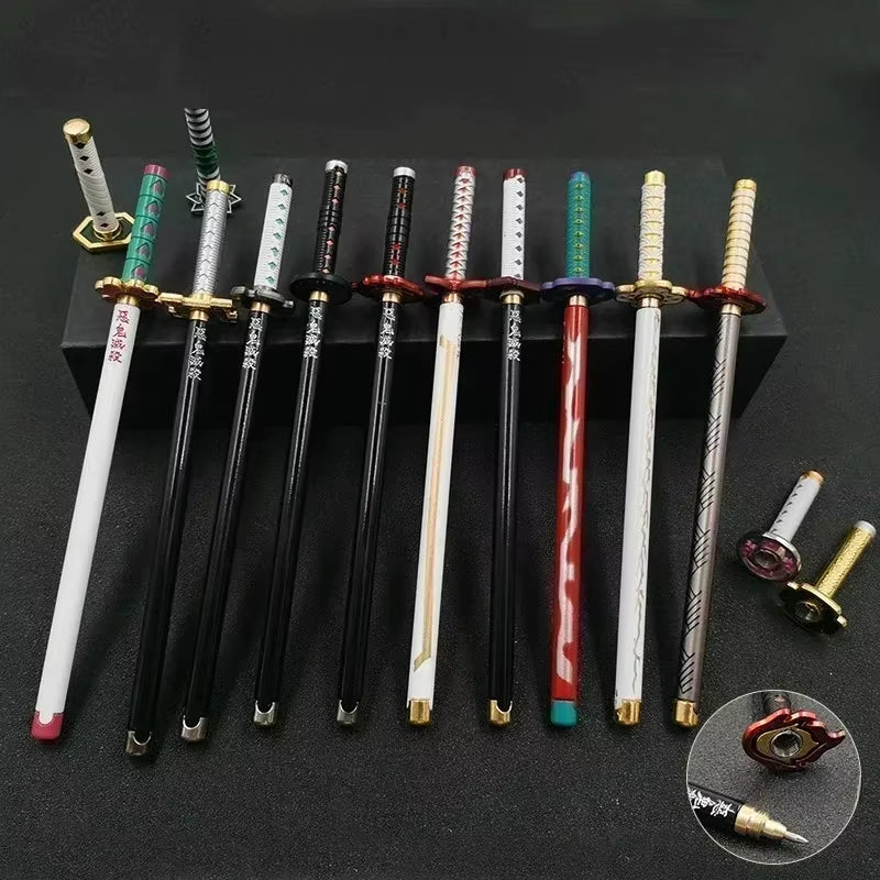 New Styles Japan Anime Demon Model Gel Pen 0.5Mm Black Refill with Pen Rack Cosplay Prop Kid No Package Gift Slayer Sword