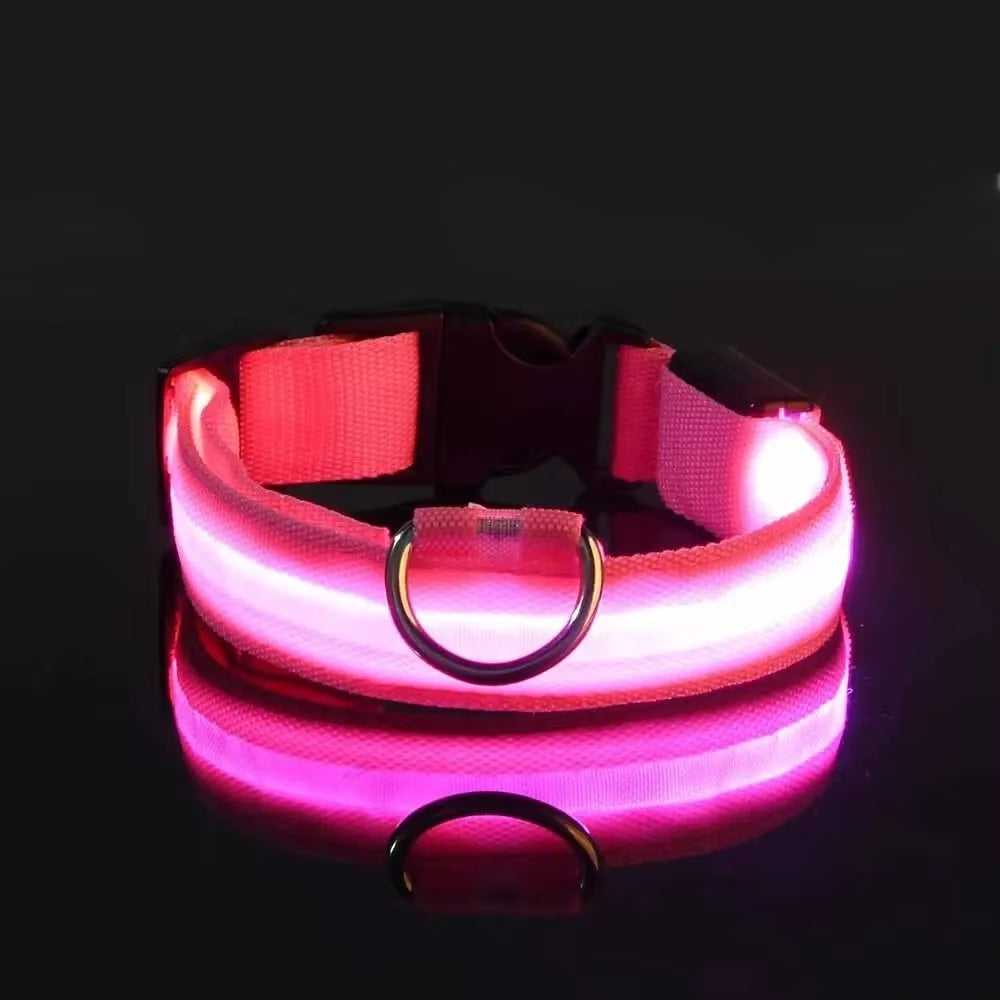 Light up LED Dog Collar Safety Night Walking Flashing Glow in the Dark LED Pet Dog Battery Collar Small Medium Large Dog