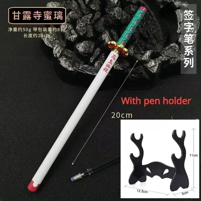 New Styles Japan Anime Demon Model Gel Pen 0.5Mm Black Refill with Pen Rack Cosplay Prop Kid No Package Gift Slayer Sword