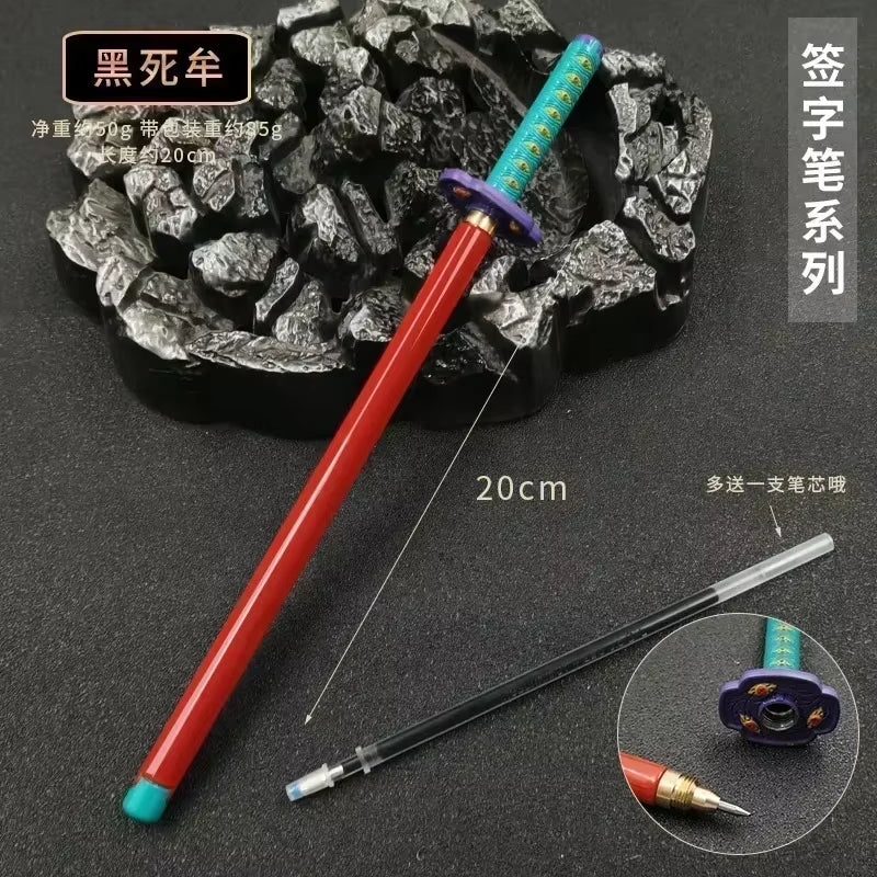 New Styles Japan Anime Demon Model Gel Pen 0.5Mm Black Refill with Pen Rack Cosplay Prop Kid No Package Gift Slayer Sword