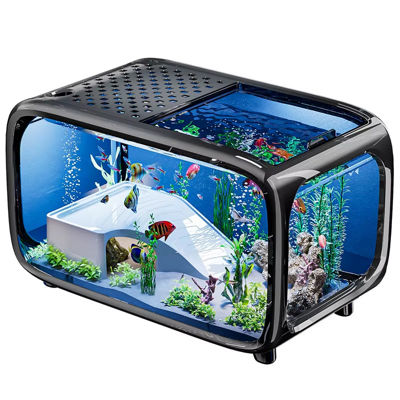 Light Luxury Fish Tank Simple Advanced with Cover Transparent Living Room Ecological Tank Decorative Furniture Aquarium Supplies