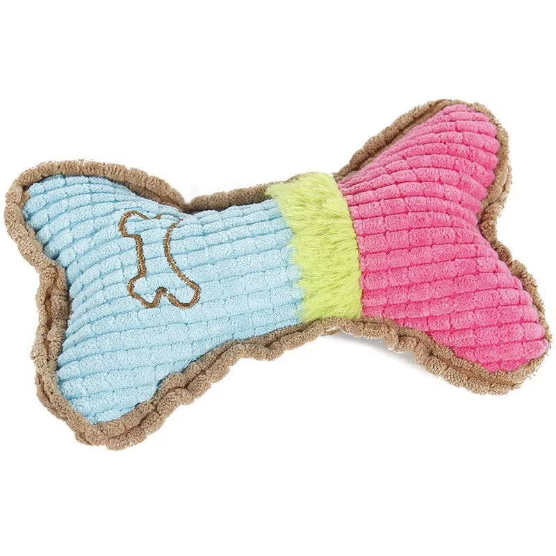 1Pc Dog Squeaky Toys, Bones Plush Dogs Chew Toy for Small Medium Breed Puppy Aggressive Chewer Pets Puppy Playing Cleaning Teeth