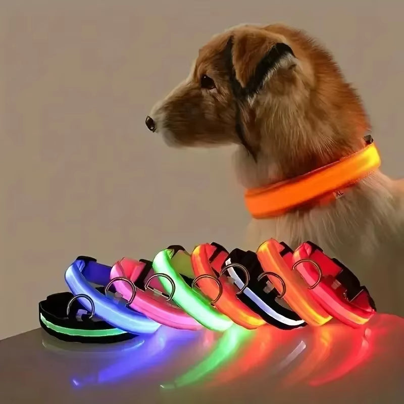 Light up LED Dog Collar Safety Night Walking Flashing Glow in the Dark LED Pet Dog Battery Collar Small Medium Large Dog