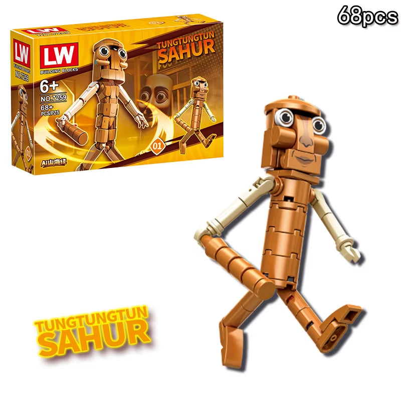 Italian Brainrot Animals Tung Tung Tung Sahur Building Blocks Tralalelo Tralala Shark Brickstoy Gift for Children Kids Blind Box