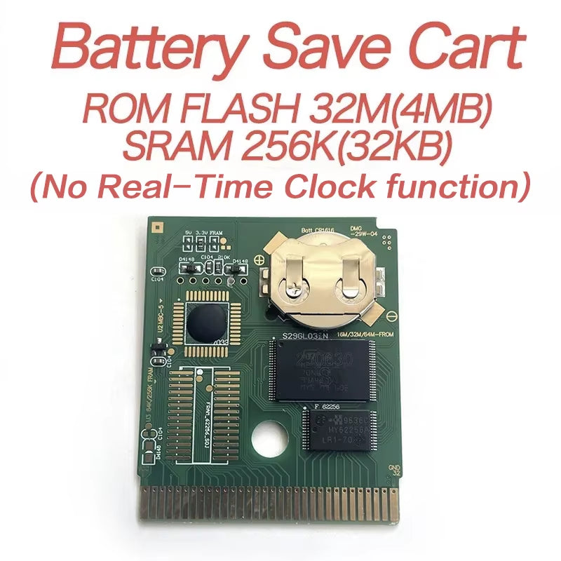 Battery save Cart Pokemon Crystal Gold Blue Green Red Silver Yellow Inner Tray Option Game Cartridge Manual in Box for GBC