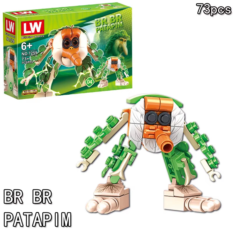 Italian Brainrot Animals Tung Tung Tung Sahur Building Blocks Tralalelo Tralala Shark Brickstoy Gift for Children Kids Blind Box