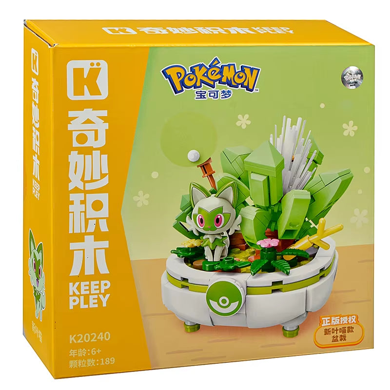 New Original Pokemon Anime Figure Model Pikachu Sylveon Togepi Building Block Toys Home Decoration Plant Potted Flower Brick Toy