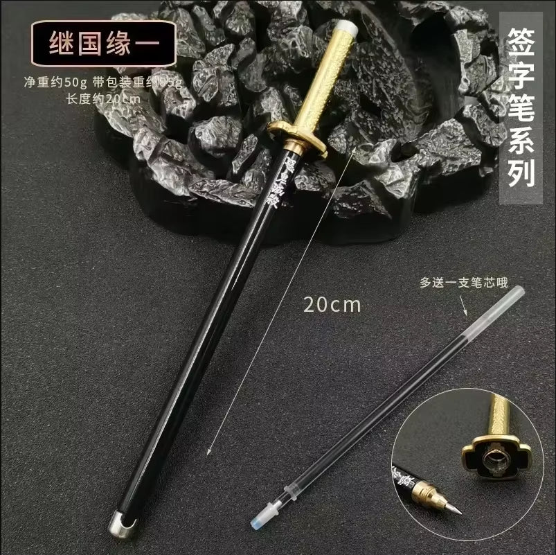 New Styles Japan Anime Demon Model Gel Pen 0.5Mm Black Refill with Pen Rack Cosplay Prop Kid No Package Gift Slayer Sword