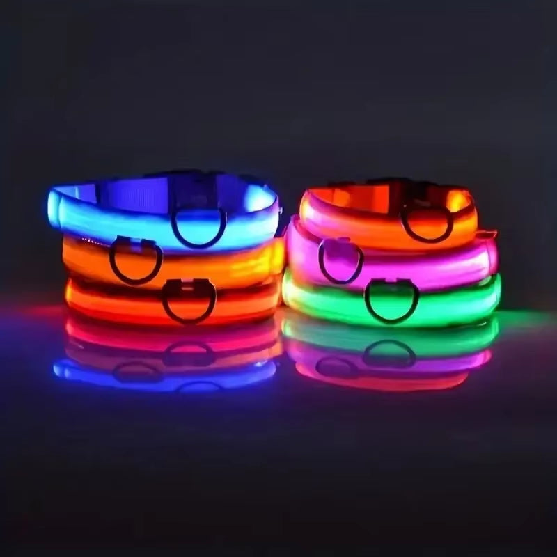 Light up LED Dog Collar Safety Night Walking Flashing Glow in the Dark LED Pet Dog Battery Collar Small Medium Large Dog