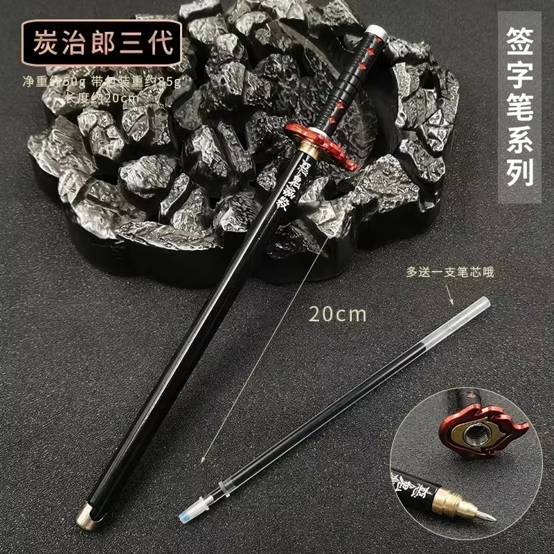 New Styles Japan Anime Demon Model Gel Pen 0.5Mm Black Refill with Pen Rack Cosplay Prop Kid No Package Gift Slayer Sword