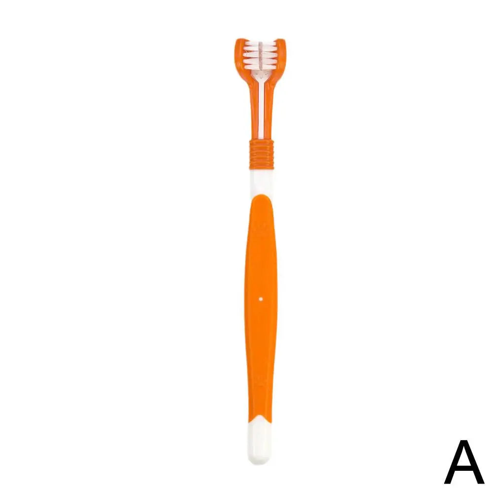 Cepillo Dental de Tres Cabezas para Mascotas – Limpieza Profunda y Suave para Perros y Gatos