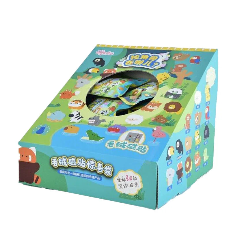 30Pcs/Box Original Small Aquarium Marine Animal Plush Refrigerator Sticker Blind Box Cute Magnetic Sticker Kawaii Plushies Toy
