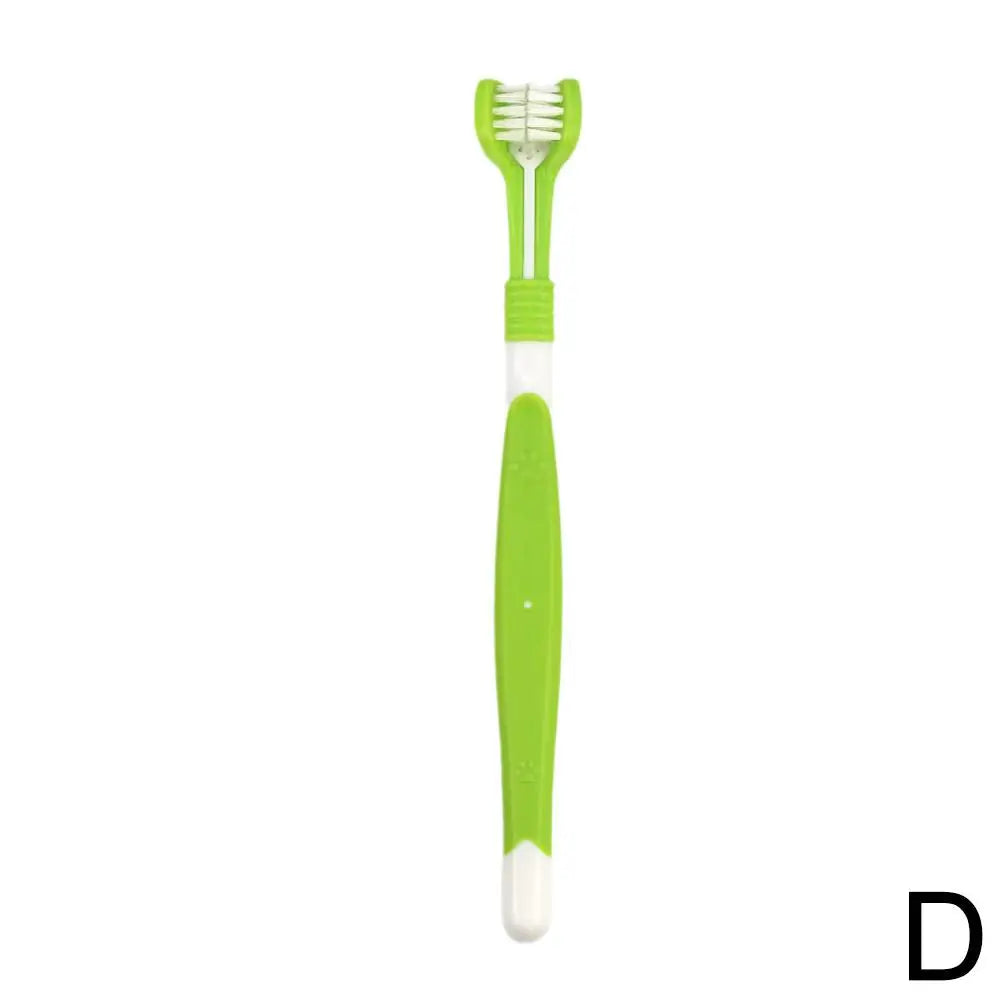 Cepillo Dental de Tres Cabezas para Mascotas – Limpieza Profunda y Suave para Perros y Gatos