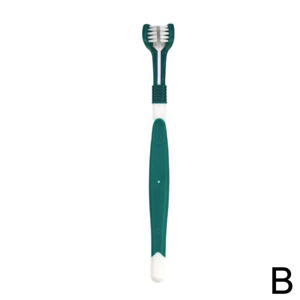 Cepillo Dental de Tres Cabezas para Mascotas – Limpieza Profunda y Suave para Perros y Gatos