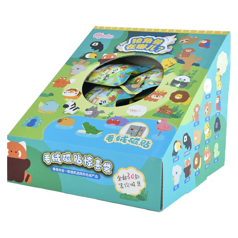 30Pcs/Box Original Small Aquarium Marine Animal Plush Refrigerator Sticker Blind Box Cute Magnetic Sticker Kawaii Plushies Toy
