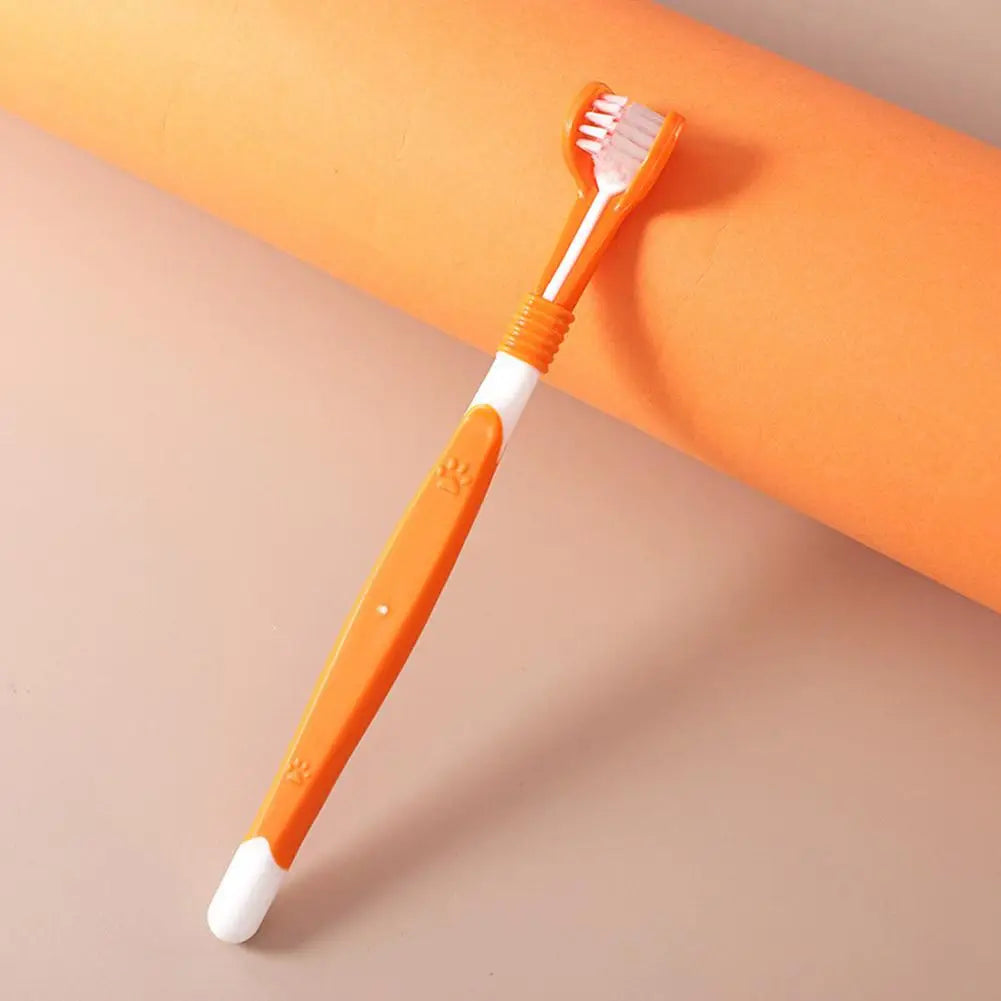 Cepillo Dental de Tres Cabezas para Mascotas – Limpieza Profunda y Suave para Perros y Gatos