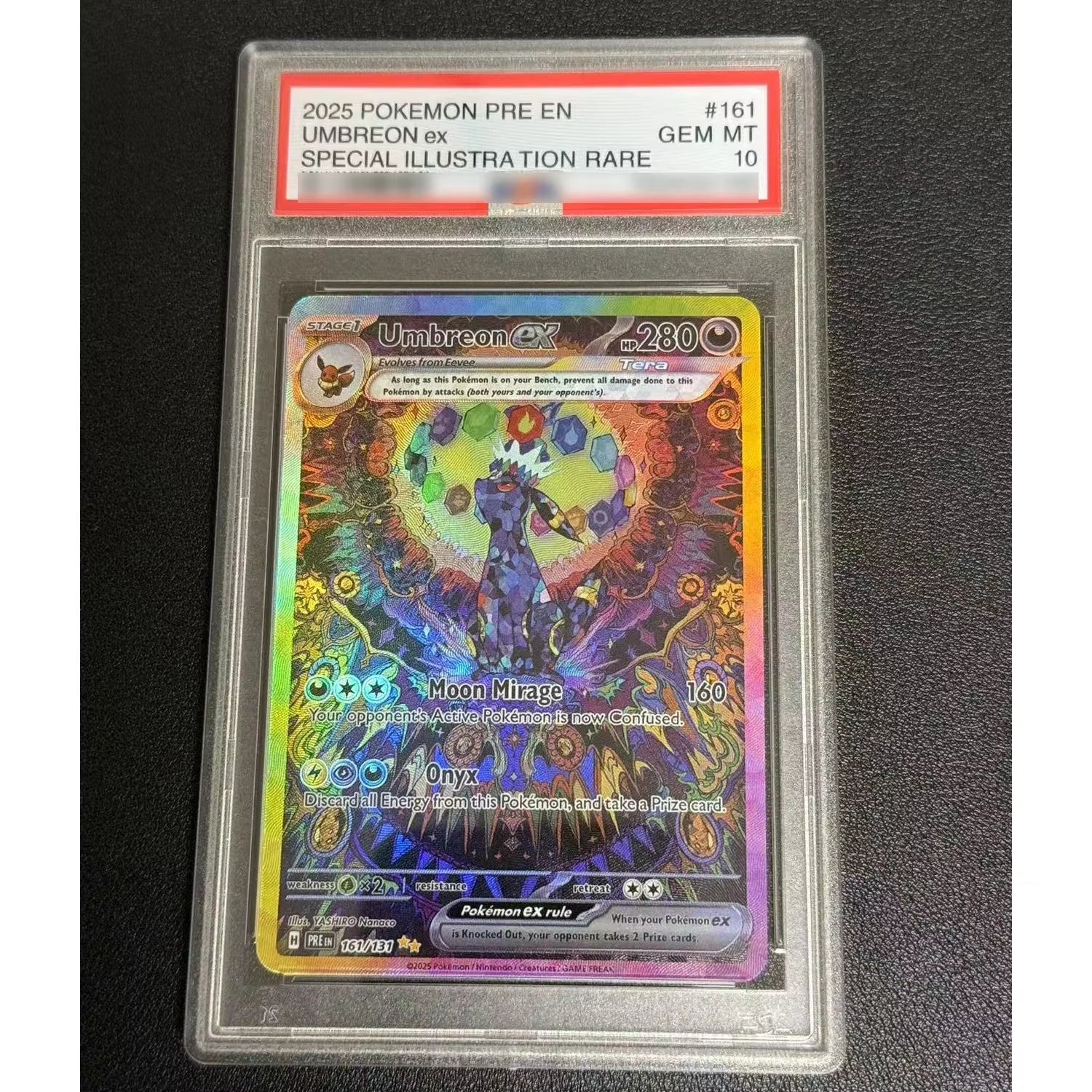 Diy 2025 PTCG Umbreon EX SV8A 10Points English Rating Card Eevee Japanese Copy Version Classic Anime Collection Cards Gift Toys