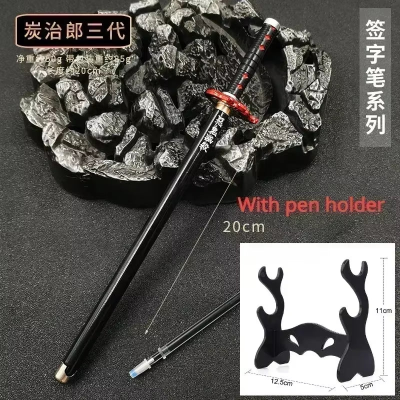 New Styles Japan Anime Demon Model Gel Pen 0.5Mm Black Refill with Pen Rack Cosplay Prop Kid No Package Gift Slayer Sword