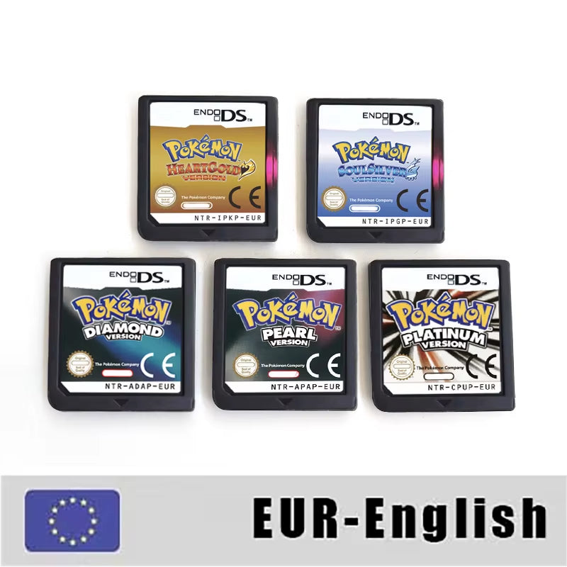 USA EUR NOE ESP ITA FRA Version Pokemon Heartgold Soulsilver Platinum Diamond Pearl Video Game Cardride for DS 2DS 3DS Console