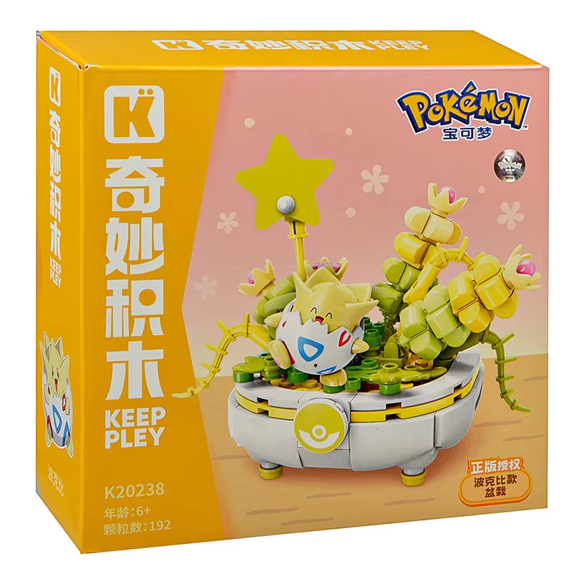 New Original Pokemon Anime Figure Model Pikachu Sylveon Togepi Building Block Toys Home Decoration Plant Potted Flower Brick Toy