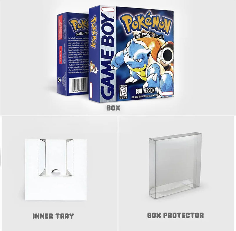 Battery save Cart Pokemon Crystal Gold Blue Green Red Silver Yellow Inner Tray Option Game Cartridge Manual in Box for GBC