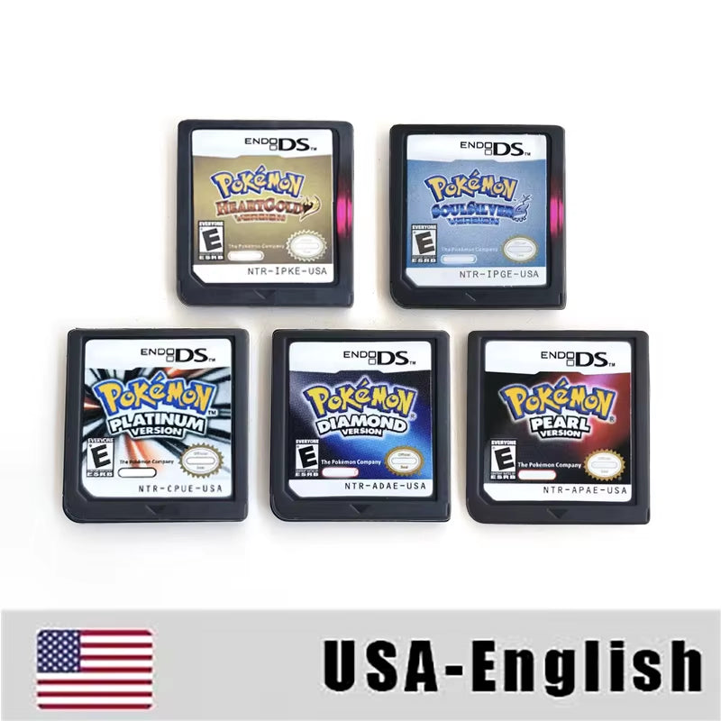 USA EUR NOE ESP ITA FRA Version Pokemon Heartgold Soulsilver Platinum Diamond Pearl Video Game Cardride for DS 2DS 3DS Console