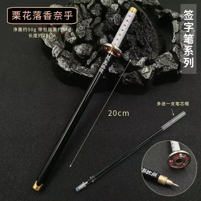 New Styles Japan Anime Demon Model Gel Pen 0.5Mm Black Refill with Pen Rack Cosplay Prop Kid No Package Gift Slayer Sword
